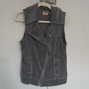 Juicy Couture Gray Velour Moto Vest